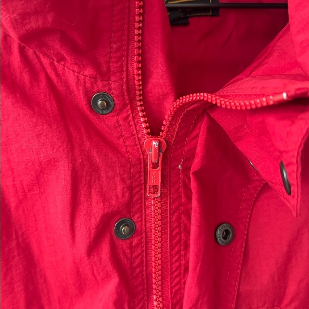 Vtg Eddie Bauer Rain Wind Jacket Mens L Red Hooded Lined Packable Lightweight - Picture 3 of 10